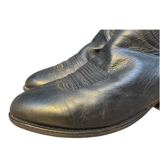 Lucchese 2000 Black Calfskin Cowboy Boot Men size 9.5 2E Wide - Picture 5 of 12